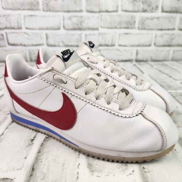 Nike Classic Cortez Forrest Gump Women Sz 7.5 White Red Leather Athletic Sneaker - Picture 1 of 10
